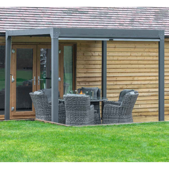 Katie Blake Charlotte 3 x 4m Aluminium Gazebo with Slatted Pergola - Grey