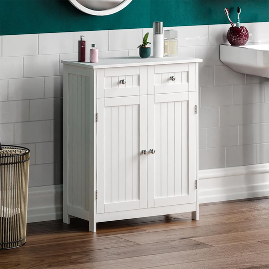 Bath Vida Priano 2 Drawer 2 Door Freestanding Cabinet - White