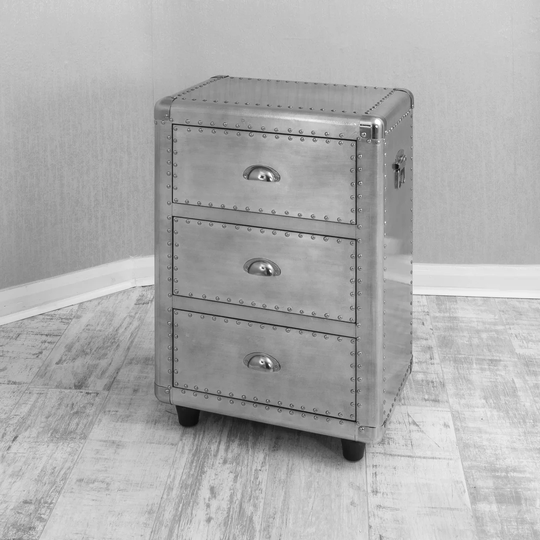 Studded 3 Drawer Bedside Table
