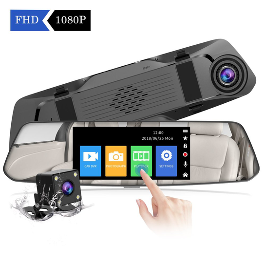 【2018 New Version】CHORTAU Mirror Dash Cam 4.8 Inches Touch Screen Full HD 1080P, Wide Angle Front Camera and Waterproof Rear Camera, Car camera...