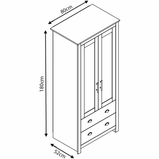 FWStyle Matt Grey & Light Oak Traditional 2 Door 2 Drawer Shabby Chic Style Combination Wardrobe