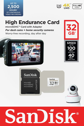 SanDisk High Endurance 100MBs MicroSD Memory Card - 32GB