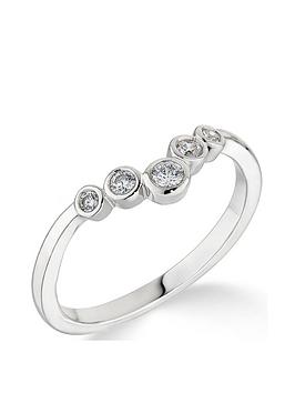 Love Diamond 9Ct White Gold 0.12Ct Diamond 5 Stone V Shaped Ring