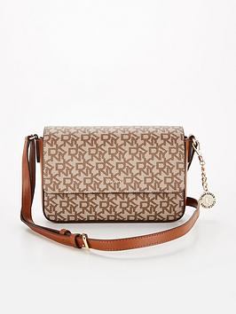 DKNY Bryant Coated Logo Medium Flap Cross Body Bag - Chino, Beige, Women