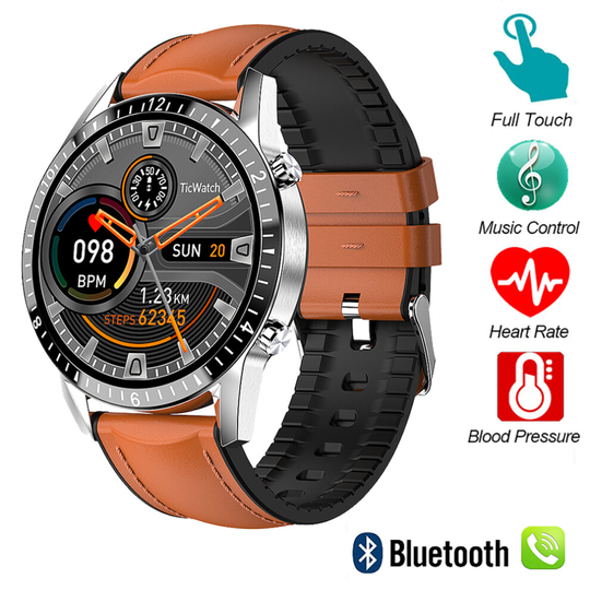 (Brown) Smart Watch Bluetooth Waterproof Fitness Tracker