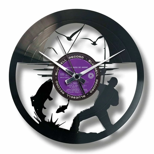 Gone Fishing Vinyl for Those Who Love Fishing 30cm Silent Wall Clock