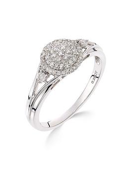 Love Diamond 9Ct White Gold 18 Point Diamond Cluster Ring