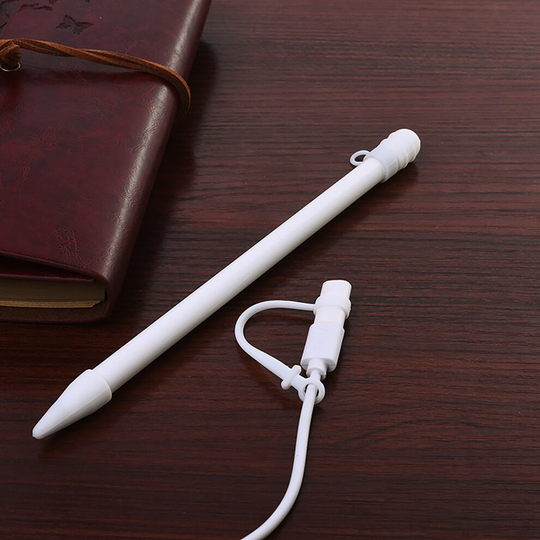 Silicone Cover Leash For Apple iPad Pencil Cap&Adapter Anti-Lost Strap White