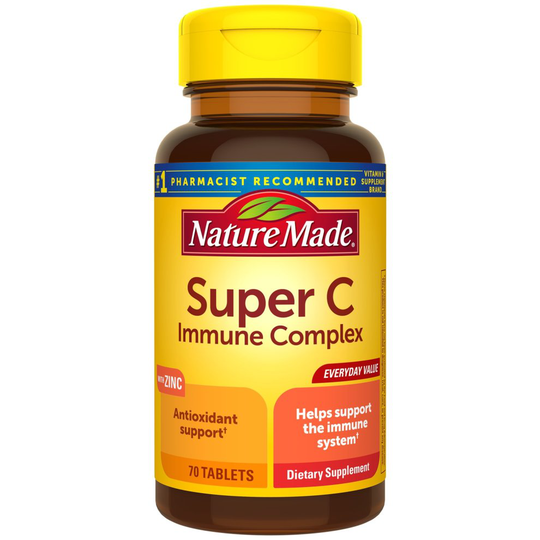 Nature Made Super C Immune Complex Tablets, 70 Count - with Vitamin C, D and Zinc - Immune System Support Dietary Supplement