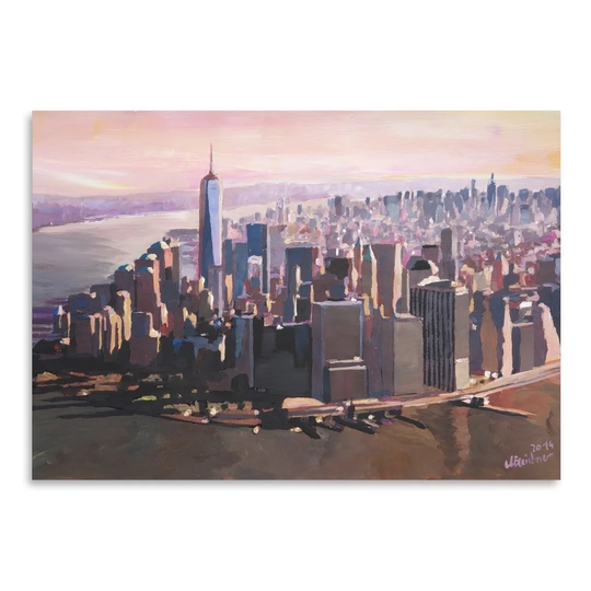 Manhattan Freedom by M Bleichner - Unframed Painting Print on Paper