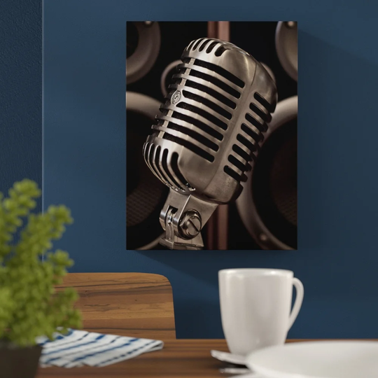 Microphone and Speakers Print on Wrapped Canvas