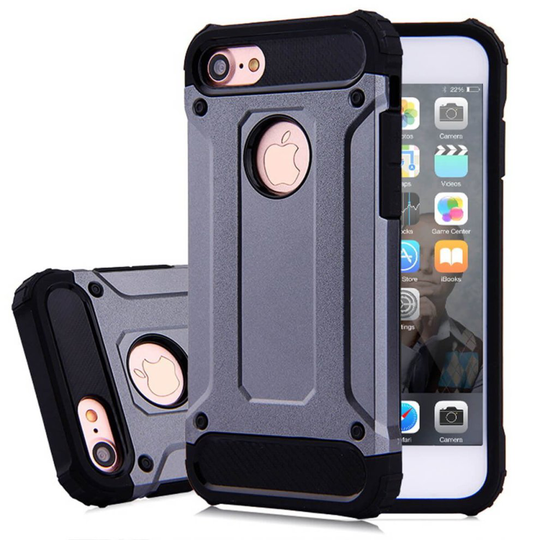 (Navy Blue, For Apple iPhone SE 2020) Hybrid Armour Shockproof Bumper Phone Case