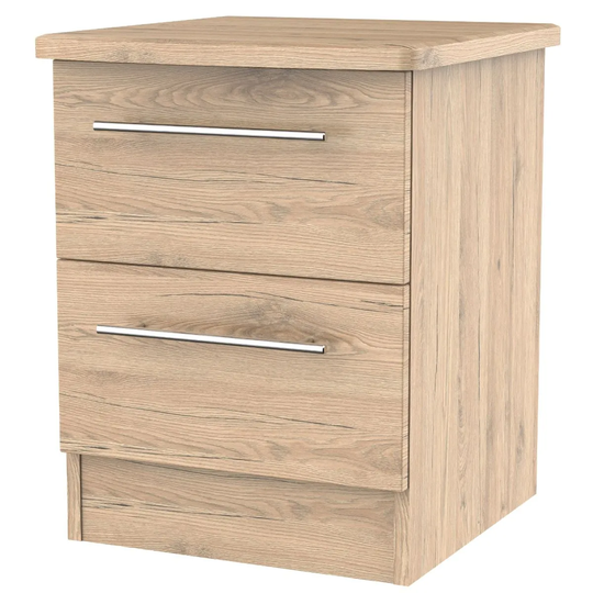 Edina Ready Assembled 2 Drawer Bedside Cabinet With Wireless Charging Bordeaux Oak
