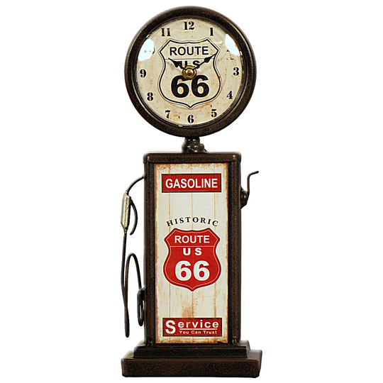 Analog Metal Quartz Tabletop Clock in Red/Brown