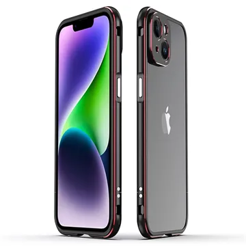 Polar Lights Style iPhone 14 Metal Bumper - Black / Red