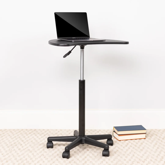 Black Sit to Stand Mobile Adjustable Laptop Cart