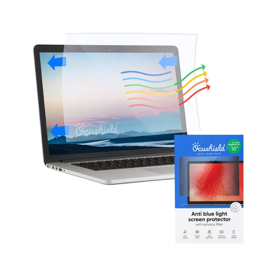 Ocushield Blue Light Screen Protector Macbook Pro 16 - Plastic (Privacy + Anti-glare, Anti-bacterial, Blue light)