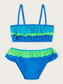 Monsoon Girls Triple Frill Bikini - Blue