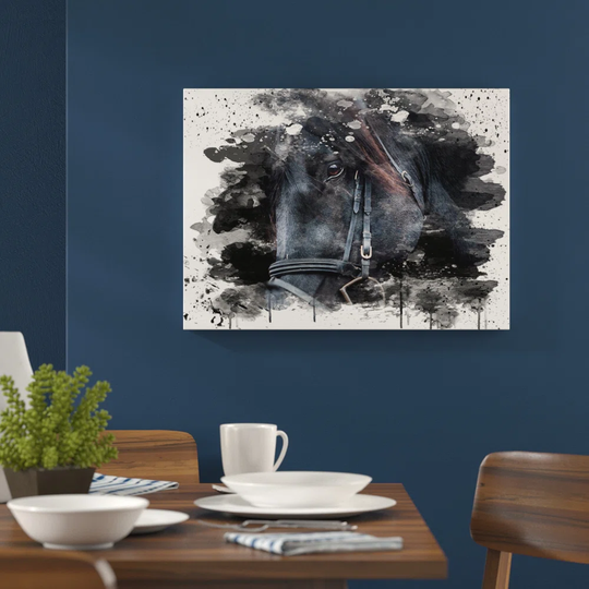 'Black Horse Stallion' Graphic Art Print Poster