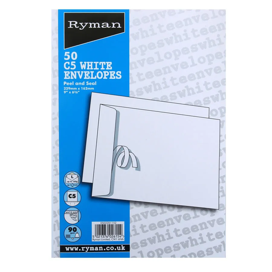 Ryman C5 White Envelopes - 50 Pack