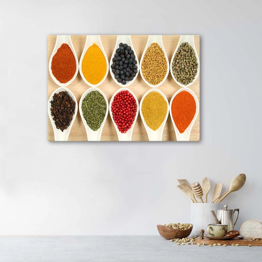 Canvas Print Spices Herbs Coloured