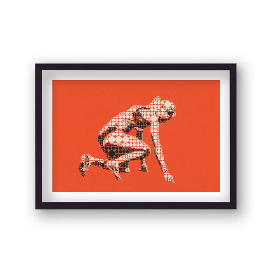 Red and White Female Athlete Circles by Vouvart - Picture Frame Graphic Art