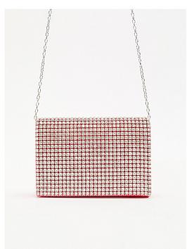 Quiz Satin Jewel Clutch Bag