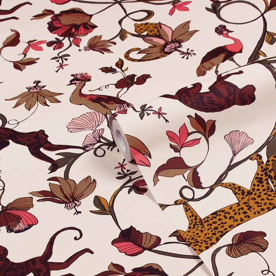 Furn. Exotic Wildlings Multicoloured Tropical Printed Wallpaper