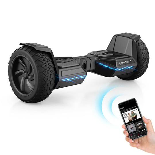 (Black) All Terrain Offroad Hoverboard 8.5" with Bluetooth Music Speaker, LED Lights, Best Gift For Kids, Adults & Teenager