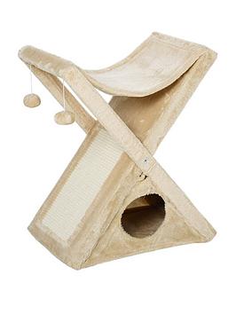 Pawhut Two Tier Cat Tree Tower Scratching Post, 50L X 32W X 65Hcm
