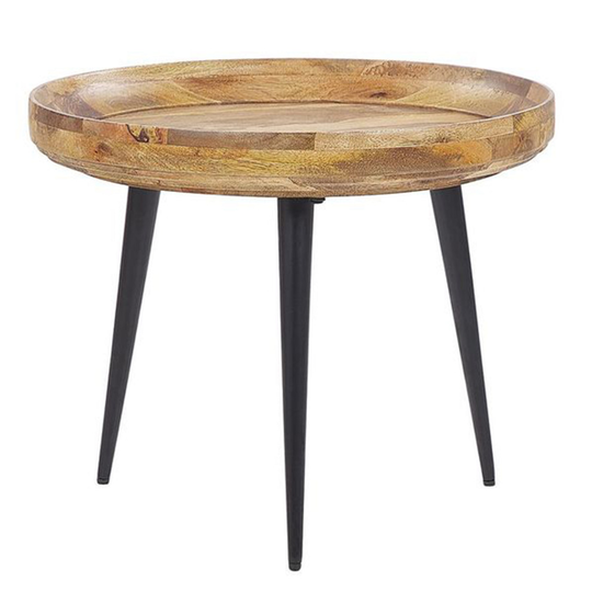 Mango Coffee Table Light Wood and Black EDNA