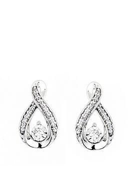 Love Diamond 9Ct White Gold 0.12Ct Diamond Twist Earrings