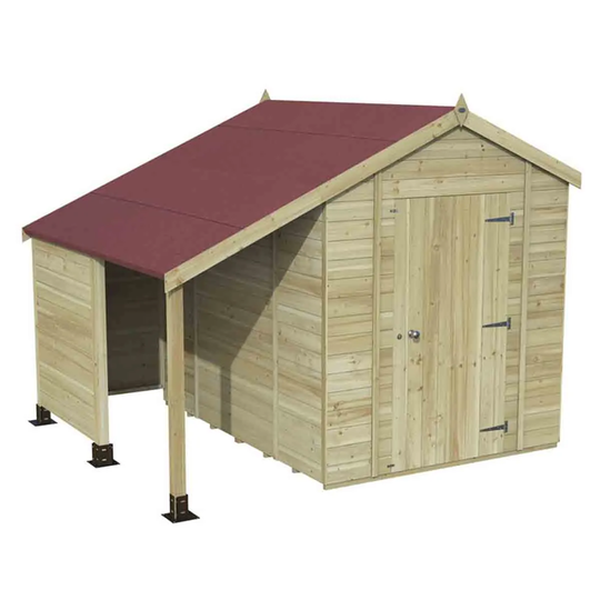 Forest Garden Timberdale T&G Pressure Treated 8x6 Apex Shed - With Log Store