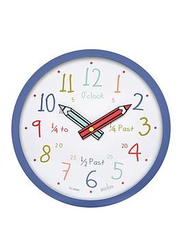 Acctim Clocks Alma Kids Time Teach Wall Clock - Blue, Blue