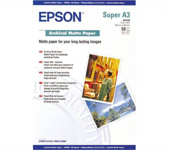 Epson Archival Super A3 192gsm White Matte Photo Paper - 50 Sheets