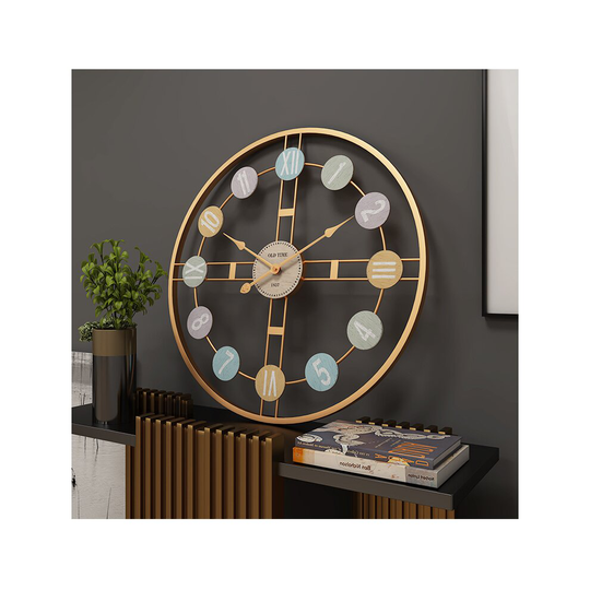 (gold, 50 cm) 3D Retro Nordic Wall Clock Metal Roman Numeral DIY Decor Luxury Wall Clock For Home LivingRoom Cafe Bar Decor