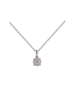 Love DIAMOND 9ct White Gold 12pt Diamond Solitaire Pendant Necklace, One Colour, Women