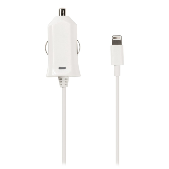 (White) Valueline - Car Charger Cigarette Lighter Apple iPhone Lightning Adapter 2.1a