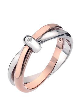 Hot Diamonds Eternity Sterling Silver and 18 Carat Gold Vermeil Diamond Set Interlocking Ring, Size L, Women