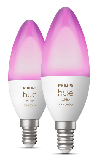 Philips Hue E14 Colour Smart Bulb With Bluetooth- 2 Pack