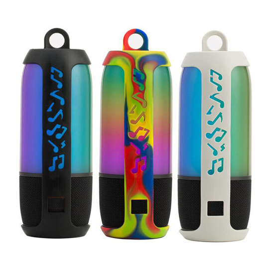 (Black) Music Note Silicone Carry Protective Cover Sleeve Case for JBL Pulse 3 Speaker