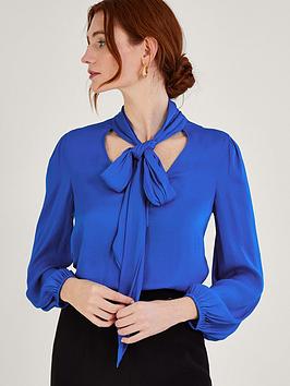 Monsoon Katie Sustainable Satin Pussybow Blouse