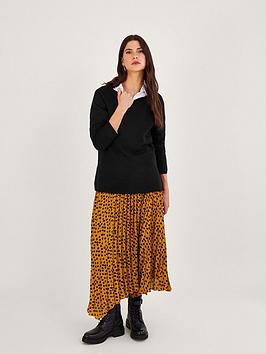 Monsoon Epp Slash Jumper with Zips - Black, Black, Size S, Women