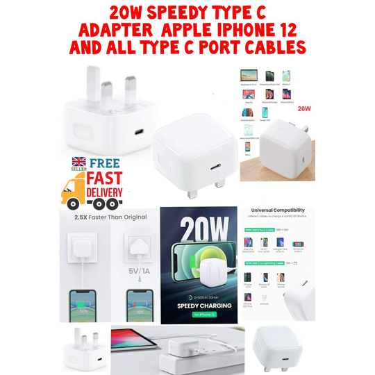 Adopter Charger 20W Speedy Type C Power Adapter For Apple iPhone 12 and All Type C Port Cables