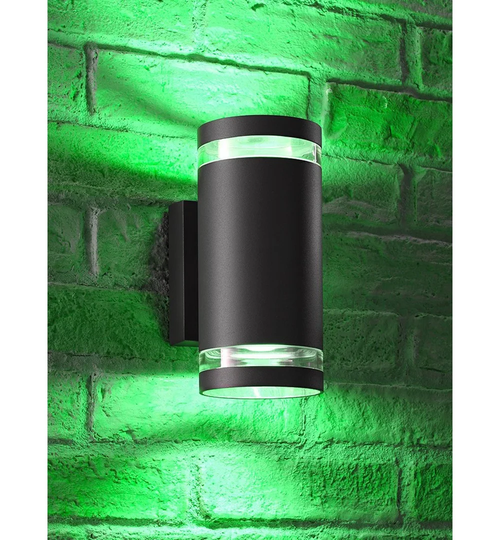 Anthracite Grey 2 - Bulb 21.6cm H Colourful Glass Outdoor Wall Lantern