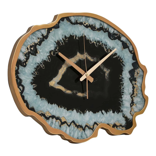 Interiors by PH Black And Gold Agate Effect Wall Clock
