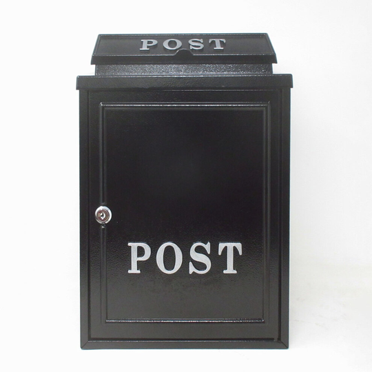 (Silver) Vintage Decor Black Lockable Post Mail Letter Box