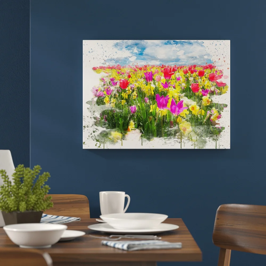 'Flower Meadow Landscape' Graphic Art Print Poster