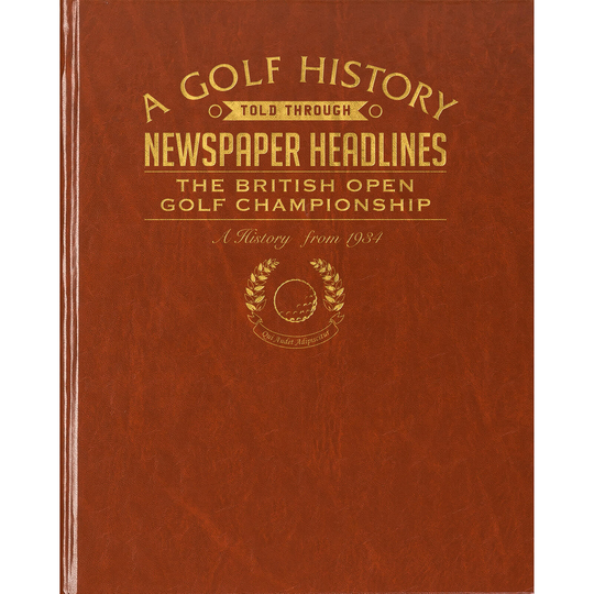 The Open Golf Newspaper Book - Brown Leatherette