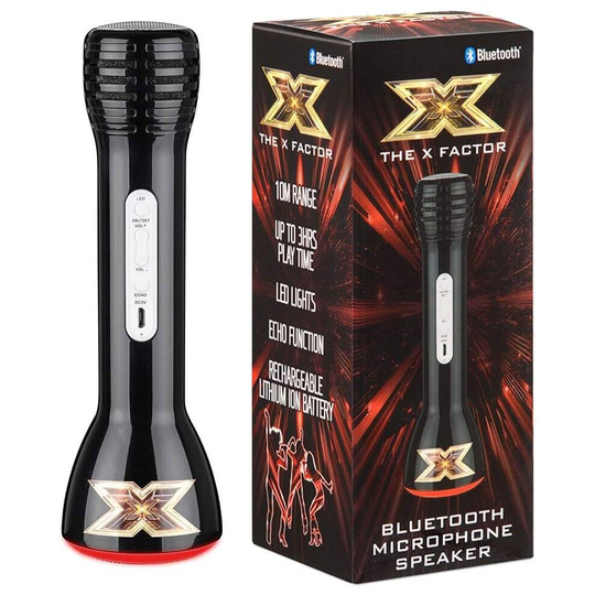 X-Factor Microphone Speaker XF1S With Bluetooth, LED Lights and Echo Function For Ages 6 Years+ Black
